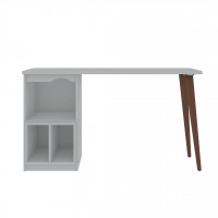 Manhattan Comfort 15PMC1 Hampton 53.54 Home Office Desk with 3 Cubby Spaces and Solid Wood Legs in White